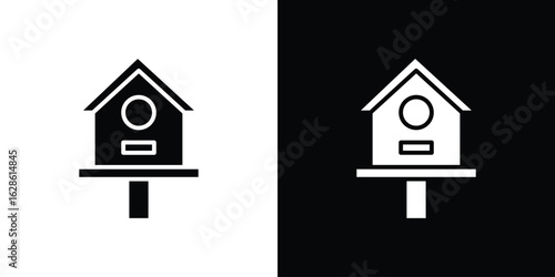 Bird house icon. simple glyph icon. Vector solid isolated black illustration.