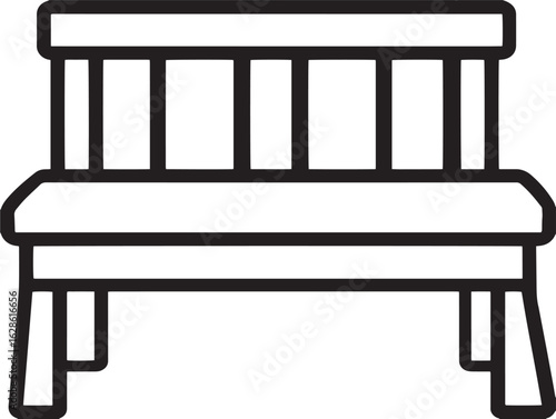 Minimal gallery bench design in elegant linear vector illustration