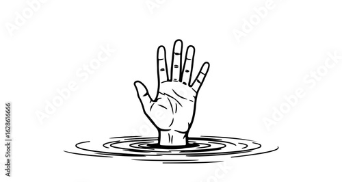 Drowning hand reaching out for help illustration vector art drowning rescue concept drowning in water danger