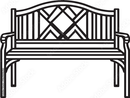 Beautiful garden bench concept in sleek outlined vector artwork