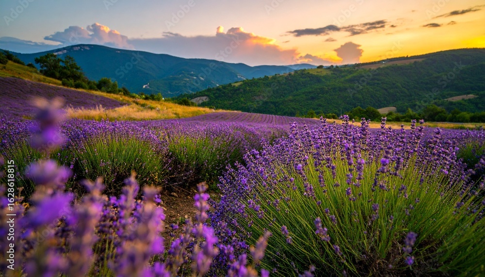 Fototapeta premium Lavender field at dusk