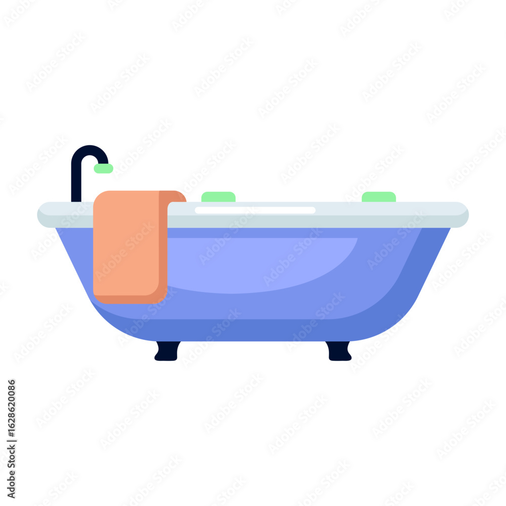 Fototapeta premium A flat style icon showing bathtub