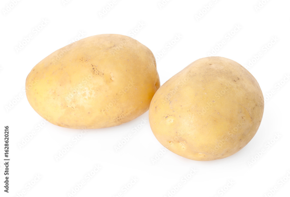 Two fresh raw potatoes isolated on white Two fresh raw potatoes isolated on white