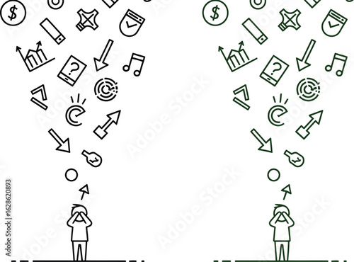 Overwhelmed by information overload concept vector illustration