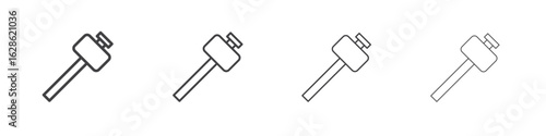 Wooden mallet icon symbol pictogram. outline black style