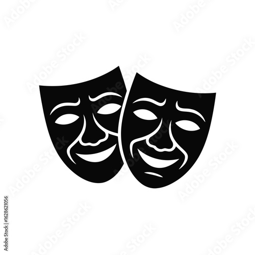 Vector illustration of Comedy and Tragedy Masks: A Classic Theater Symbol