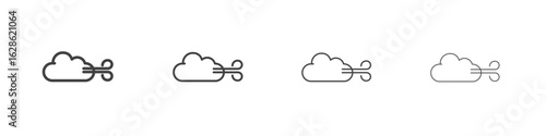 Wind clouds icon symbol pictogram. outline black style