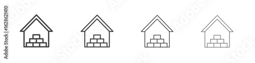 Warehouse icon symbol pictogram. outline black style