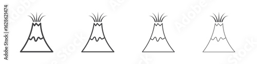 Volcano eruption icon symbol pictogram. outline black style