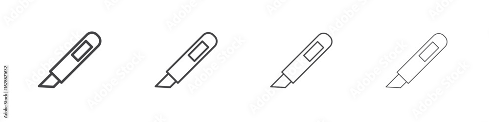 Fototapeta premium Utility knife icon symbol pictogram. outline black style