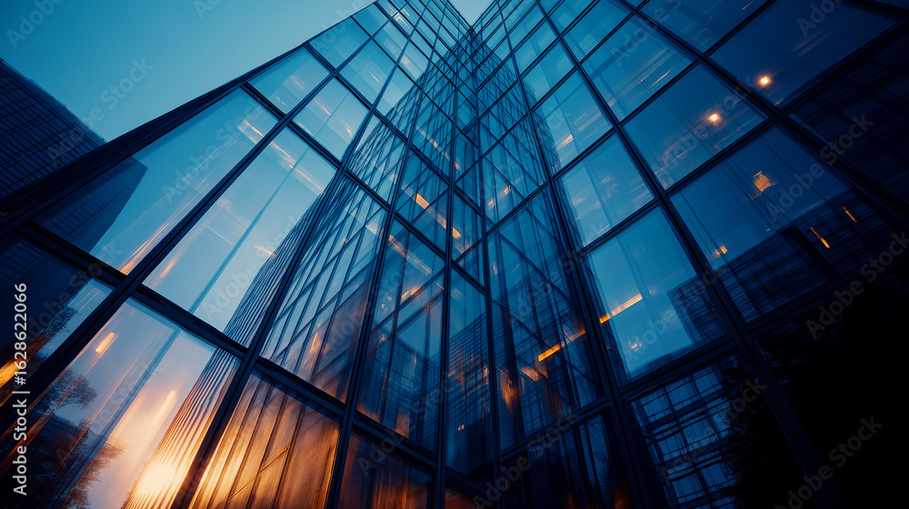 Obraz premium Modern glass building architectural perspective