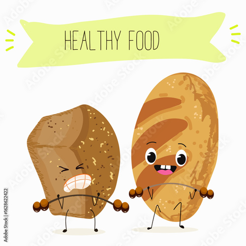 Baked food funny characters, hand drawn vector illustration.