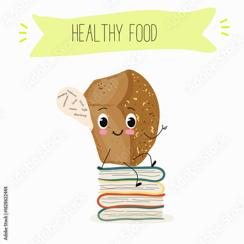 Baked food funny characters, hand drawn vector illustration.
