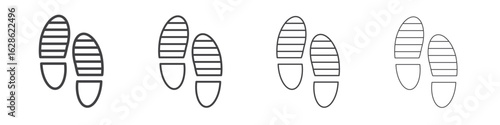 Shoe print icon symbol pictogram. outline black style