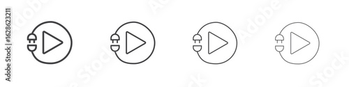 Plug and play icon symbol pictogram. outline black style