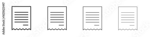 Paper receipt icon symbol pictogram. outline black style