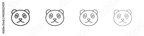 Panda icon symbol pictogram. outline black style