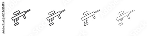 Paintball gun icon symbol pictogram. outline black style