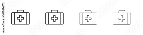 Medical aid kit icon symbol pictogram. outline black style