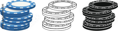 Casino chips vector illustration for poker game and gambling