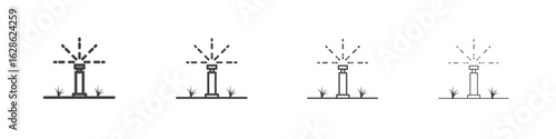 Lawn sprinkler icon symbol pictogram. outline black style