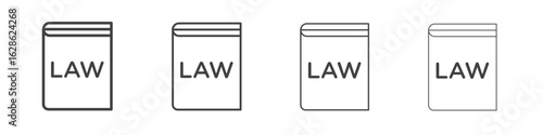 Law book icon symbol pictogram. outline black style