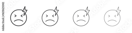 Headache icon symbol pictogram. outline black style