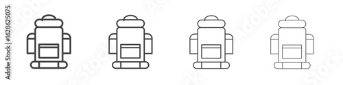 Hiking backpack icon symbol pictogram. outline black style