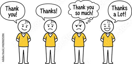 Different expressions of gratitude thank you thanks illustration