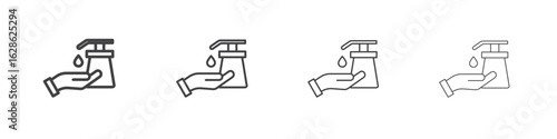 Hand wash icon symbol pictogram. outline black style