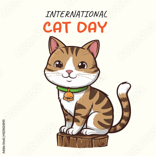 Cute cats and funny kitten doodle vector set. Happy international cat day characters design collection, isolated on white background. International cat day illustration.