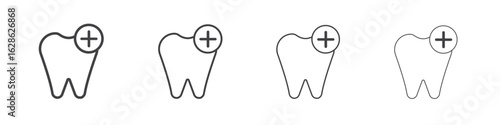 Dental care icon symbol pictogram. outline black style