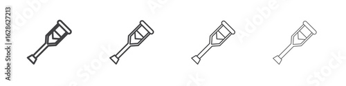 Crutch icon symbol pictogram. outline black style