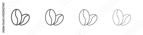 Coffee beans icon symbol pictogram. outline black style