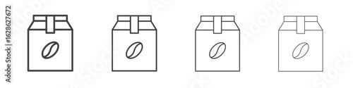 Coffee paper bag icon symbol pictogram. outline black style