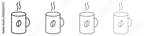 Coffee mug icon symbol pictogram. outline black style