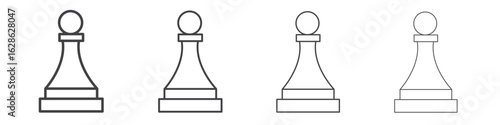 Chess pawn icon symbol pictogram. outline black style