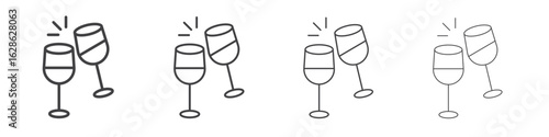 champagne glasses icon symbol pictogram. outline black style