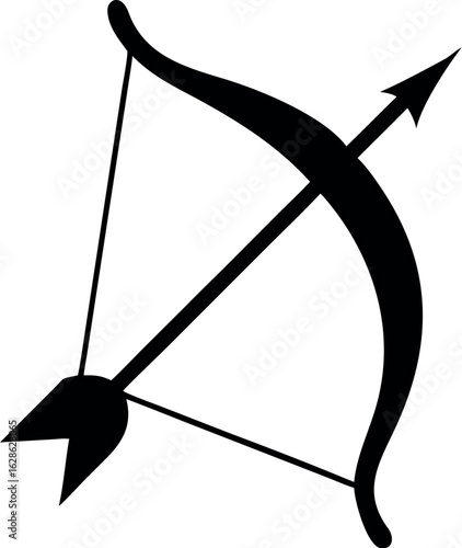 Long bow and arrow archery line art icon