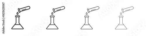 Chemical test icon symbol pictogram. outline black style