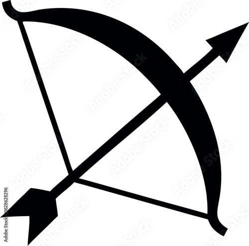 Long bow and arrow archery line art icon