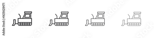 Bulldozer icon symbol pictogram. outline black style