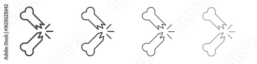 Broken bone icon symbol pictogram. outline black style