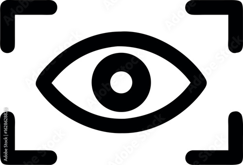 Eye retina scan or optometry eye exam icon vector