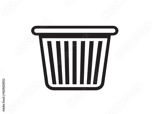 Modern laundry hamper icon featuring sleek outlined vector style
