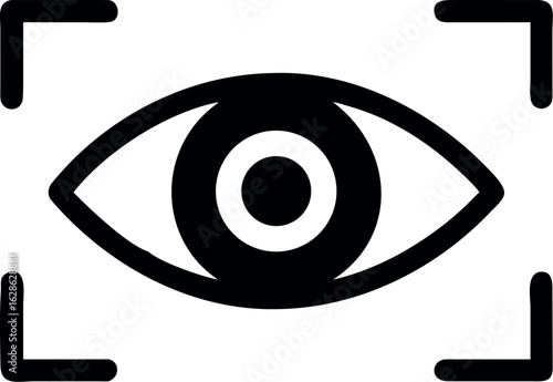 Eye retina scan or optometry eye exam icon vector