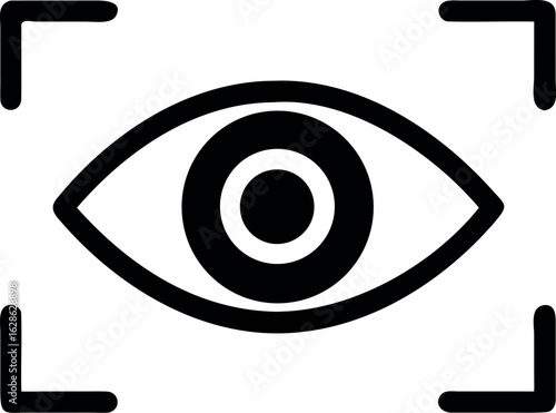 Eye retina scan or optometry eye exam icon vector