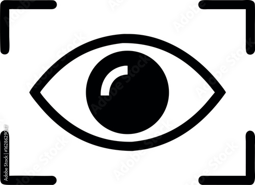 Eye retina scan or optometry eye exam icon vector