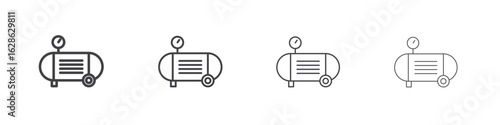 Air compressor icon symbol pictogram. outline black style