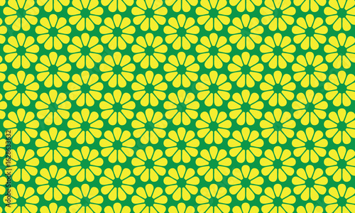 Green and yellow floral vector pattern with a seamless vintage  texture background design